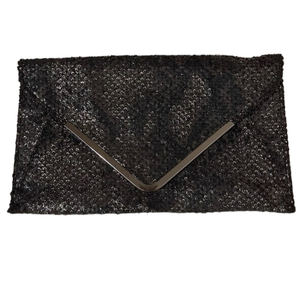 Urban Expressions Black Shiny Snake Print Faux Leather with should…